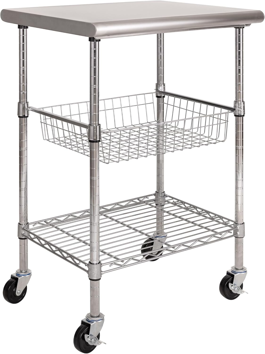 Commercial Kitchen Island On Wheels - Table de préparation alimentaire commerciale en
