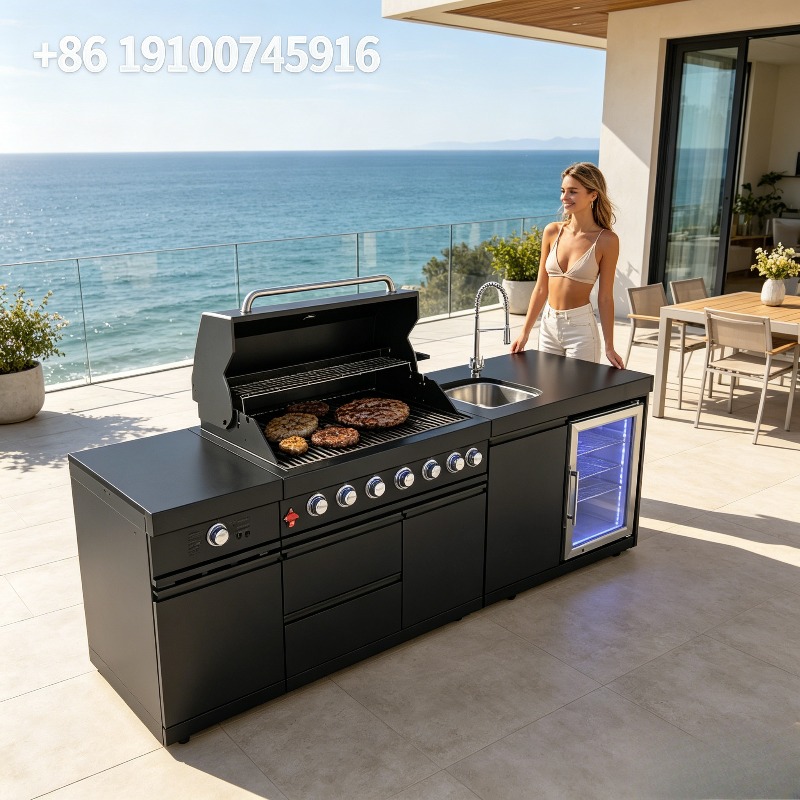 Commercial Kitchen Worktops - Cuisine extérieure commerciale 2026Hot, barbecue en